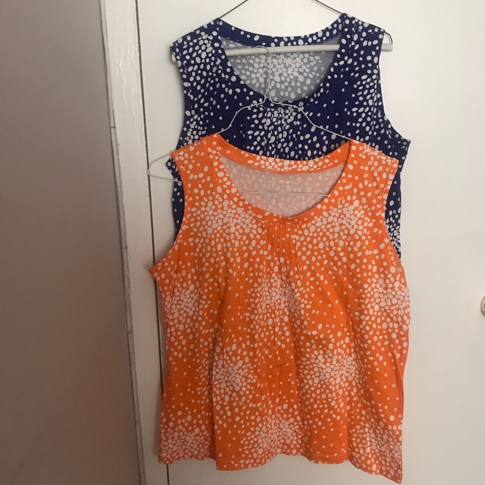 New set of Two Blue and Orange Sleeveless Tank Tops Large